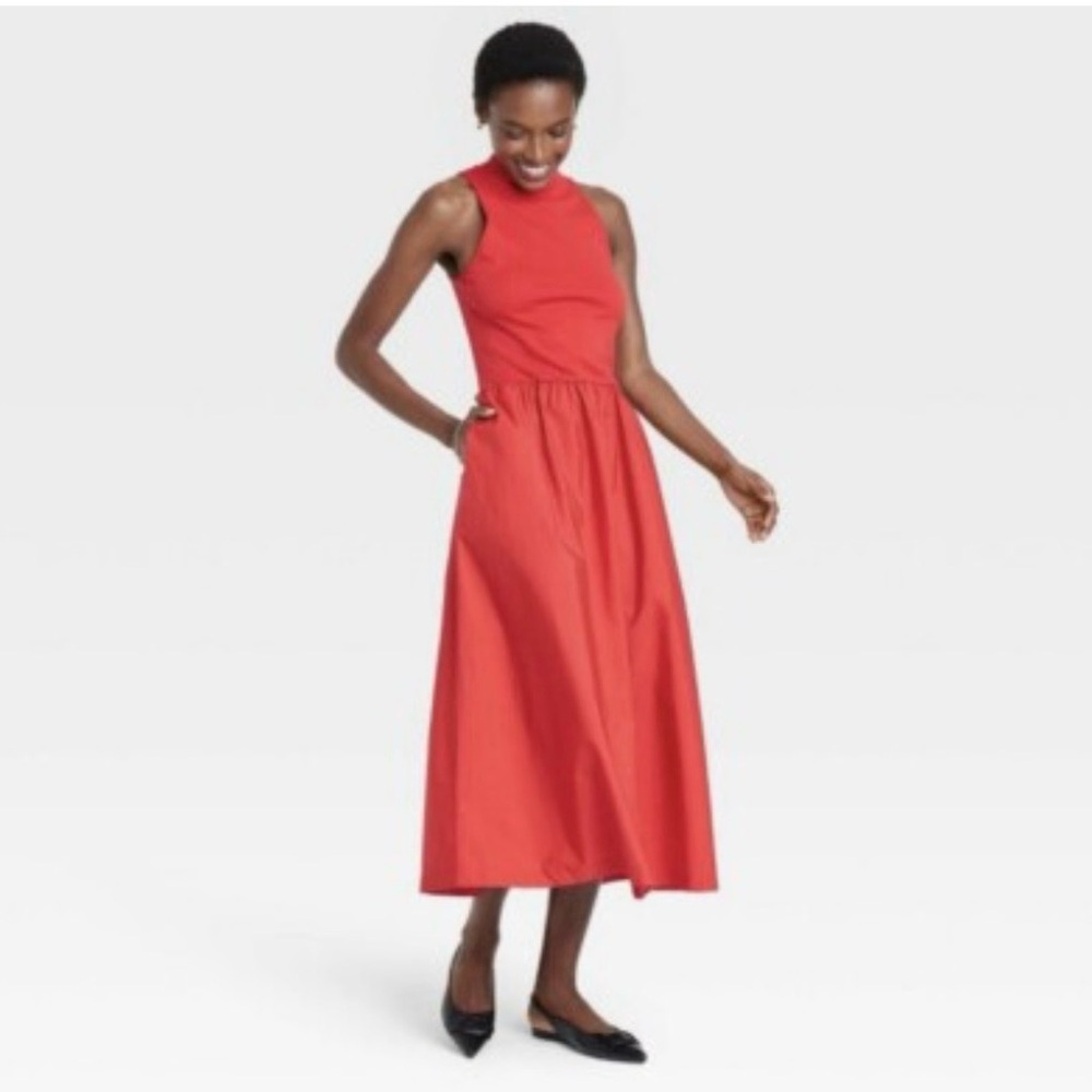 A New Day Sleeveless Maxi High-Neck A-Line Dress size Small
Burnt Orange Pockets